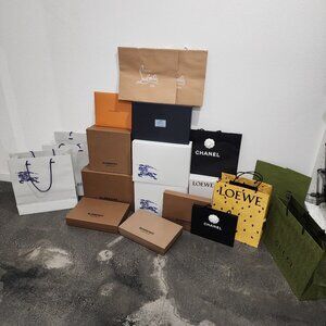 Set of 20 Luxury/Designer, Empty Shopping Bags and Boxes